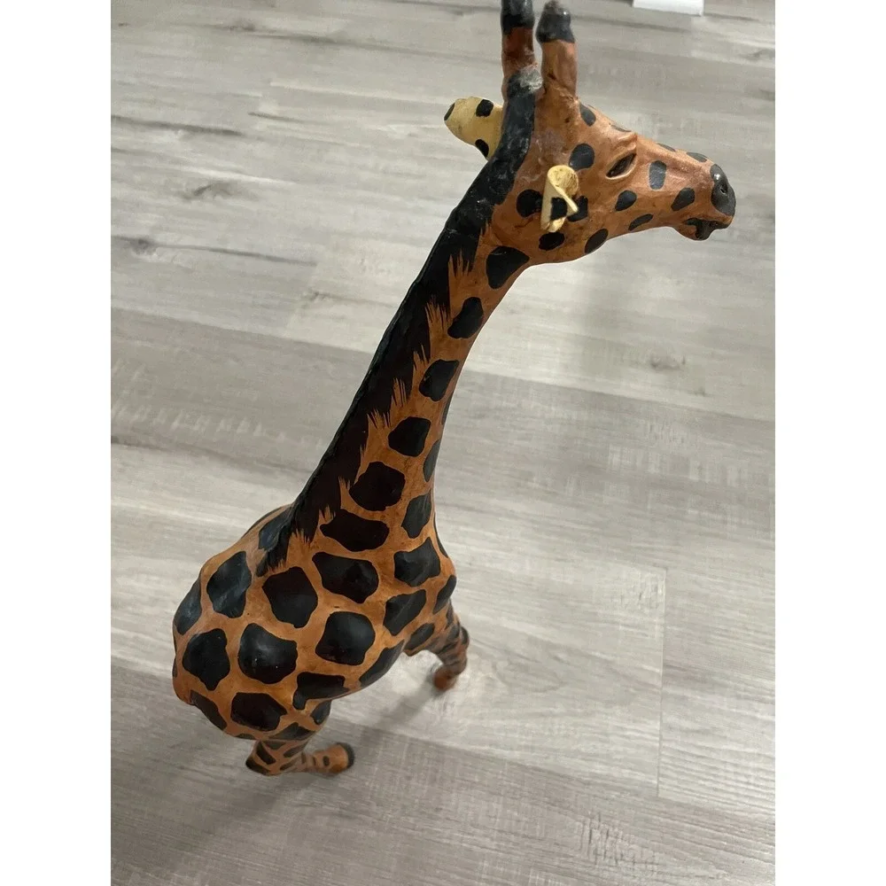 Vintage Leather Wrapped Giraffe Large Statue‎ Decor Figure 17